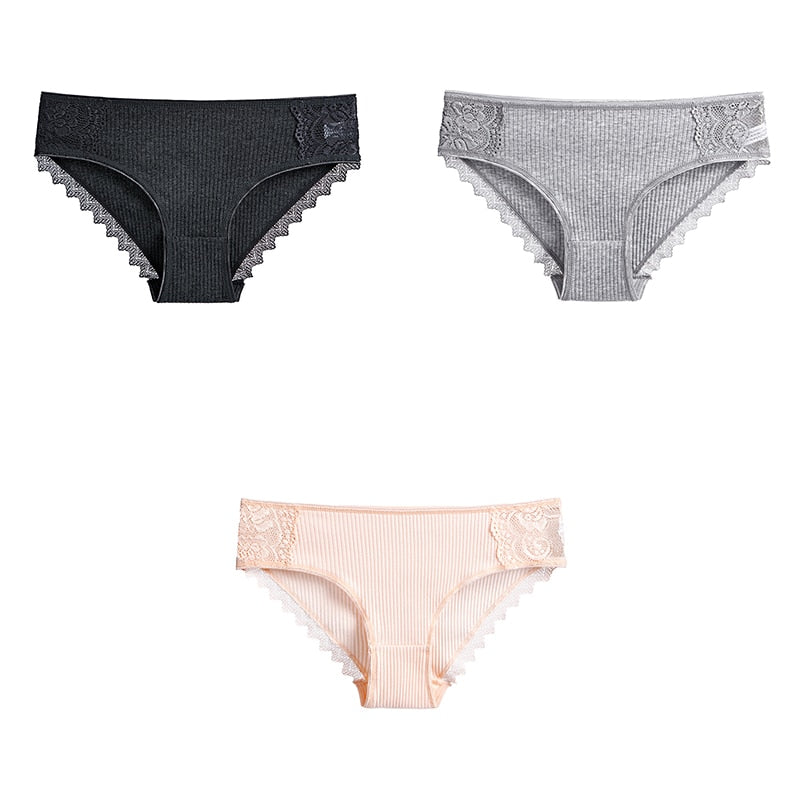 3 Pcs Cotton Panties Woman Lace Underwear High Quality Soft Breathable Female Briefs Underwear For Woman Lingerie New BANNIROU