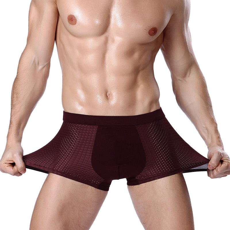 8XL Plus Banboo Fiber Men Underwear Male boxer  Solid Panties Shorts Men&#39;s  Underpants Breathable Intimate Man boxers 4pcs