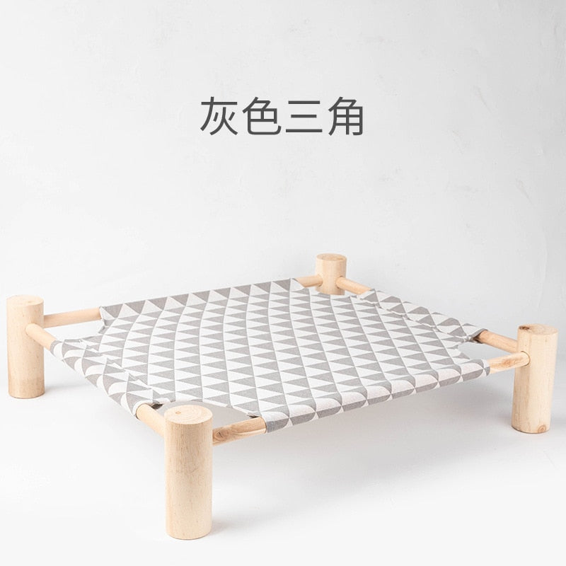 Elevated Cat Bed House Cat Hammocks Bed Wood Canvas Cat Lounge Bed for Small Rabbit Cats Dogs Durable Canvas Pet House Supplies
