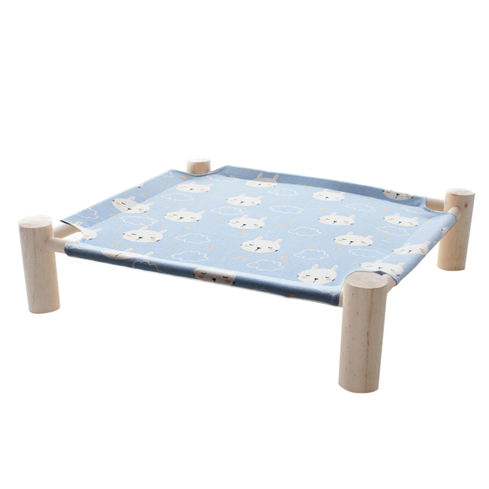 Elevated Cat Bed House Cat Hammocks Bed Wood Canvas Cat Lounge Bed for Small Rabbit Cats Dogs Durable Canvas Pet House Supplies