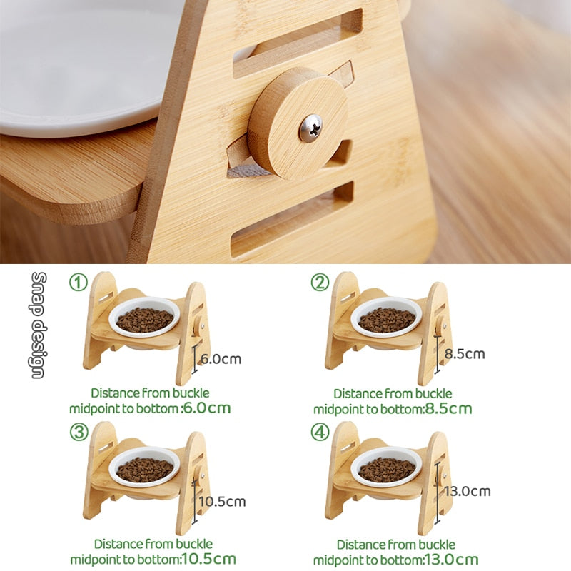 Cat Food And Water Bowl Raised Dog Ceramic Adjustable Elevated Stand Feeder Neck Care Cat Dog Pets Supplies Bowls