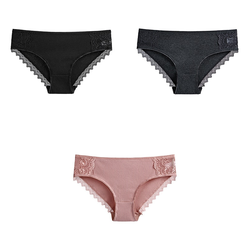 3 Pcs Cotton Panties Woman Lace Underwear High Quality Soft Breathable Female Briefs Underwear For Woman Lingerie New BANNIROU