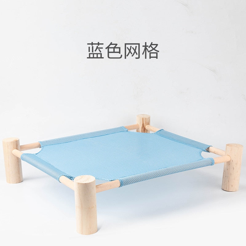 Elevated Cat Bed House Cat Hammocks Bed Wood Canvas Cat Lounge Bed for Small Rabbit Cats Dogs Durable Canvas Pet House Supplies