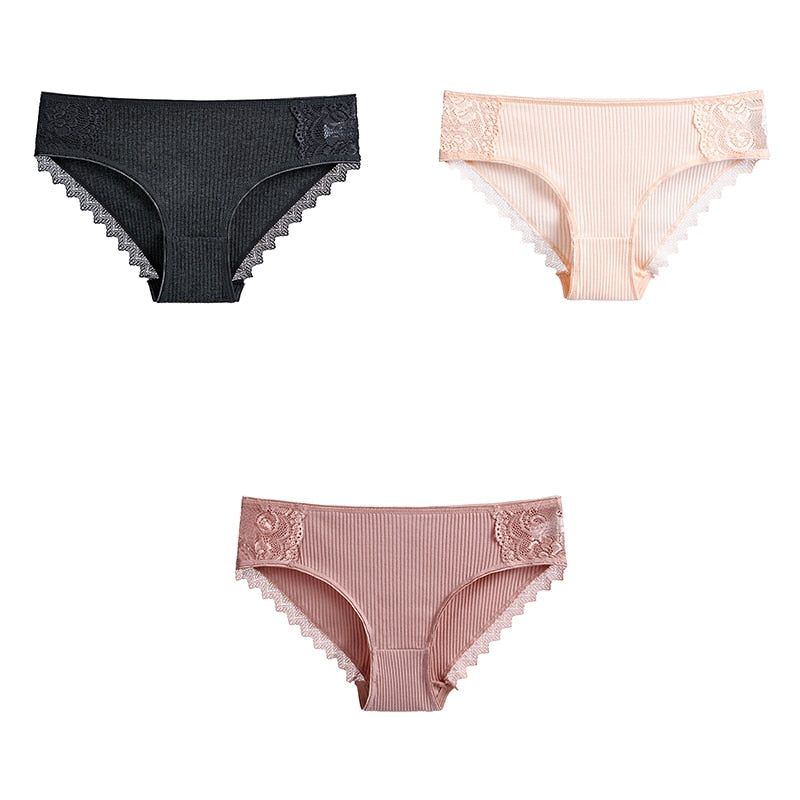 3 Pcs Cotton Panties Woman Lace Underwear High Quality Soft Breathable Female Briefs Underwear For Woman Lingerie New BANNIROU