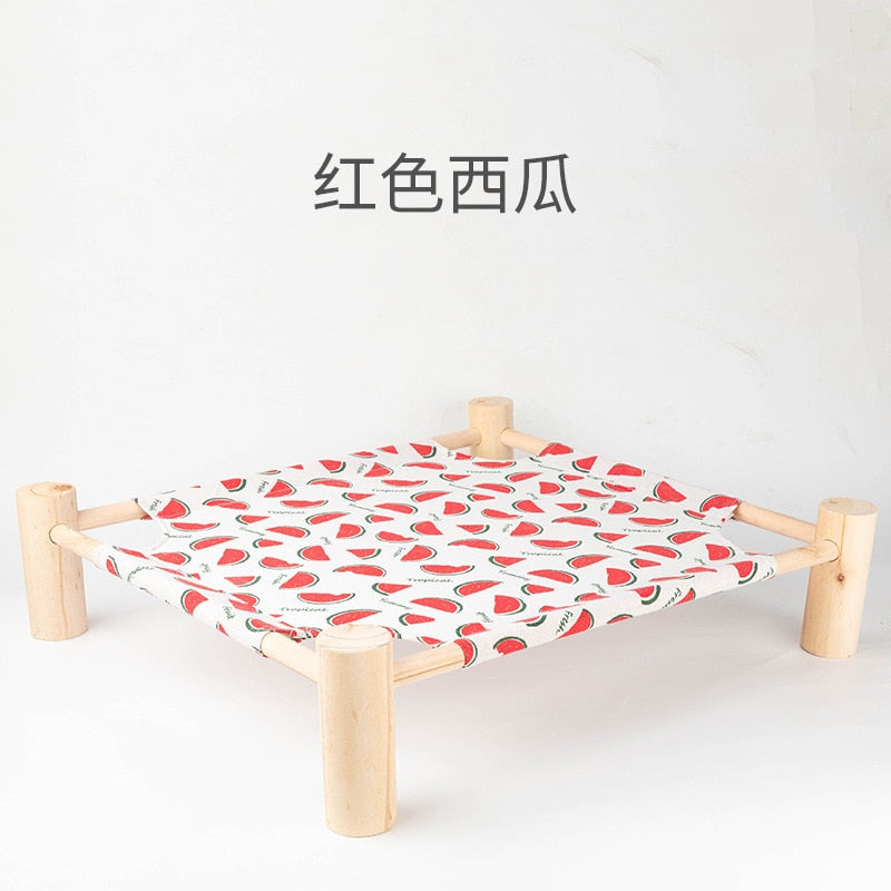 Elevated Cat Bed House Cat Hammocks Bed Wood Canvas Cat Lounge Bed for Small Rabbit Cats Dogs Durable Canvas Pet House Supplies