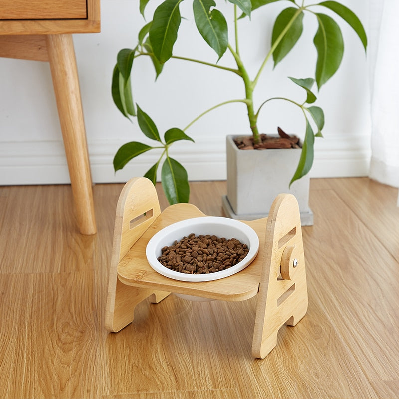Cat Food And Water Bowl Raised Dog Ceramic Adjustable Elevated Stand Feeder Neck Care Cat Dog Pets Supplies Bowls