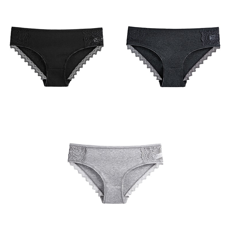 3 Pcs Cotton Panties Woman Lace Underwear High Quality Soft Breathable Female Briefs Underwear For Woman Lingerie New BANNIROU