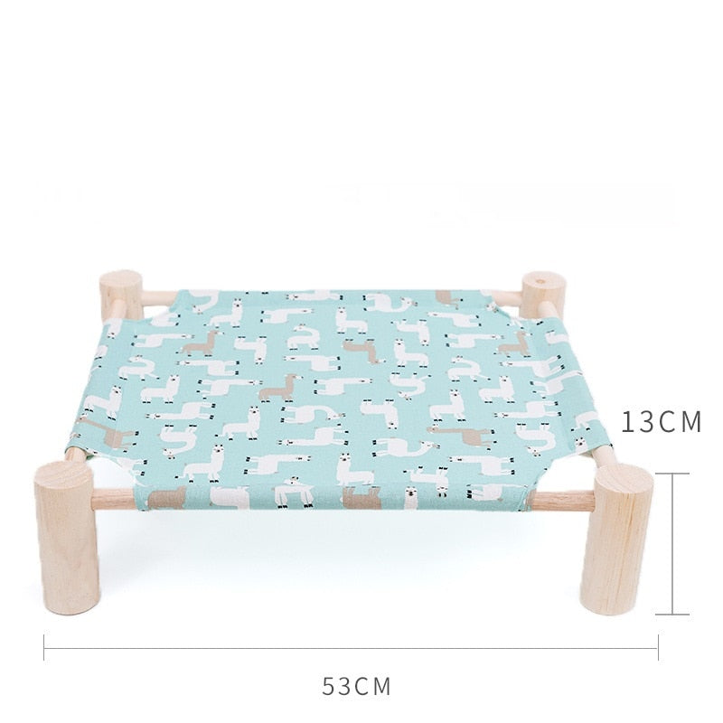 Elevated Cat Bed House Cat Hammocks Bed Wood Canvas Cat Lounge Bed for Small Rabbit Cats Dogs Durable Canvas Pet House Supplies