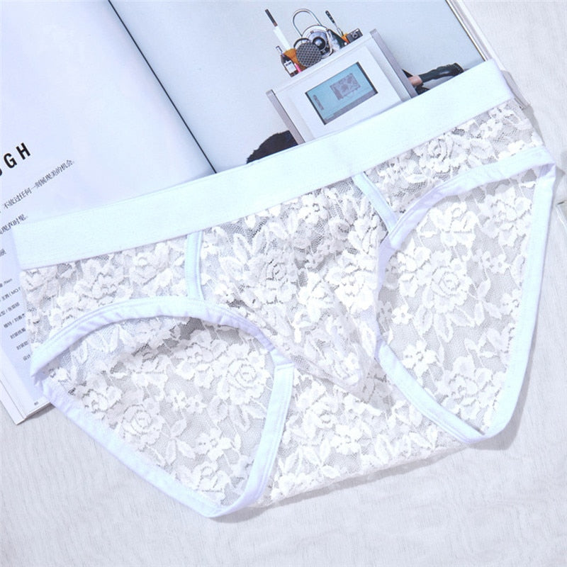 Men Briefs Lace Male Underwear Briefs Lace Sexy Men Lingerie Men Comfortable Floral Print Underpants Ropa Interior Hombre Briefs