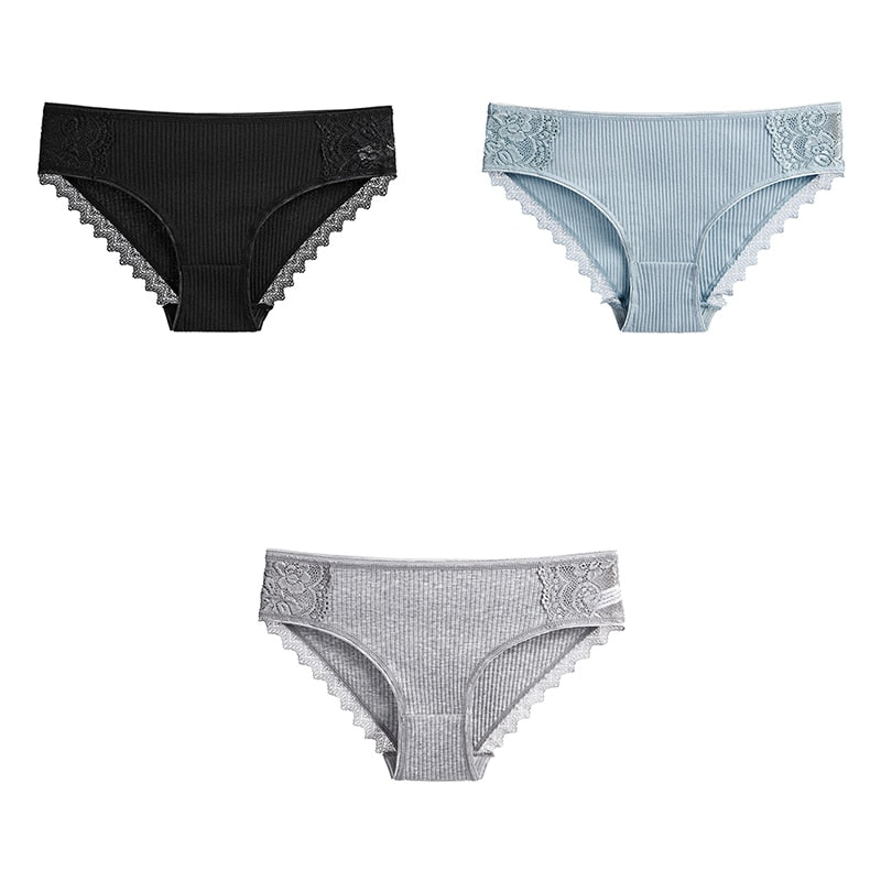 3 Pcs Cotton Panties Woman Lace Underwear High Quality Soft Breathable Female Briefs Underwear For Woman Lingerie New BANNIROU