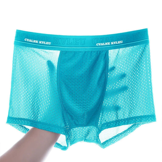 Boxer Panties Mens Ice Silk Boxer Underwear Men Mesh Boxers Breathable Sexy Boxershorts Man Solid Comfortable Underpants 4XL