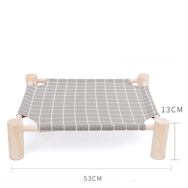 Elevated Cat Bed House Cat Hammocks Bed Wood Canvas Cat Lounge Bed for Small Rabbit Cats Dogs Durable Canvas Pet House Supplies