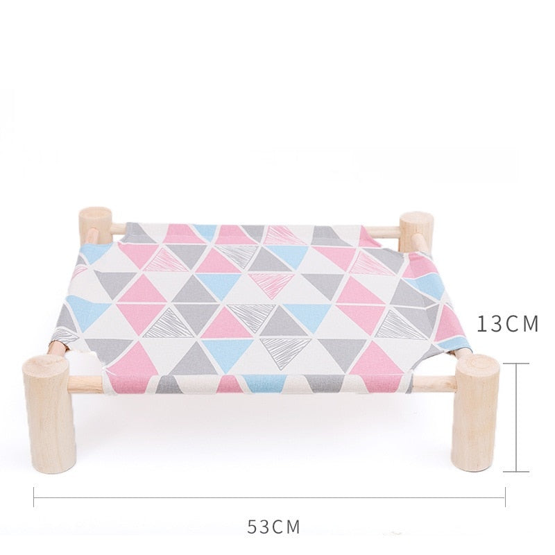 Elevated Cat Bed House Cat Hammocks Bed Wood Canvas Cat Lounge Bed for Small Rabbit Cats Dogs Durable Canvas Pet House Supplies