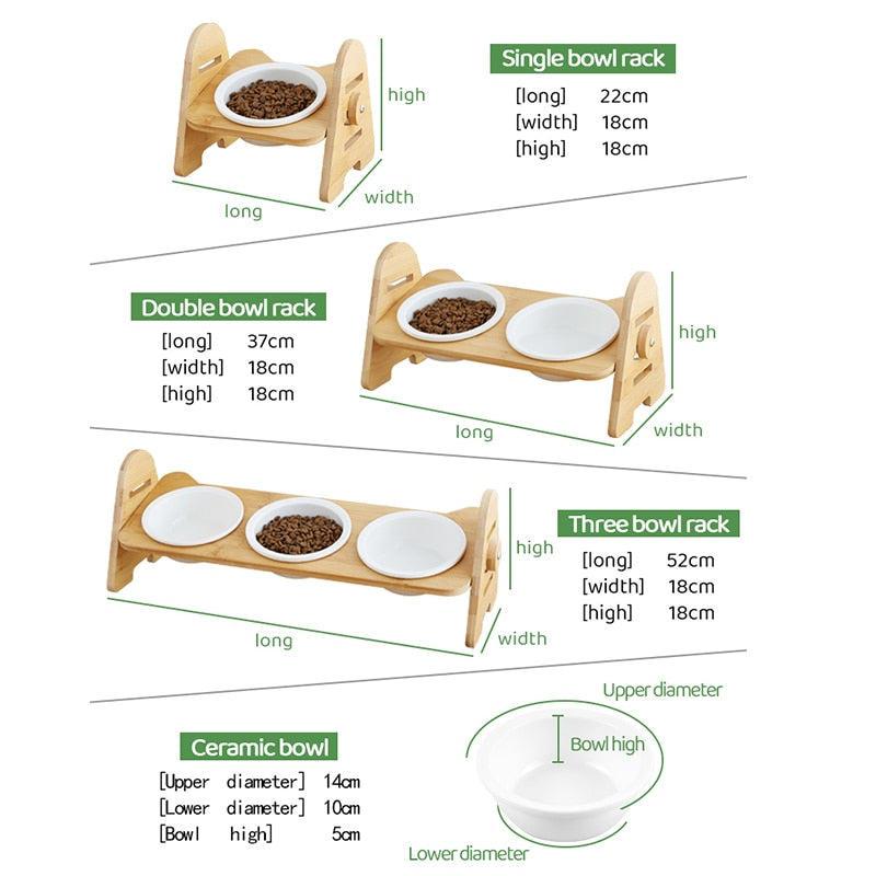 Cat Food And Water Bowl Raised Dog Ceramic Adjustable Elevated Stand Feeder Neck Care Cat Dog Pets Supplies Bowls