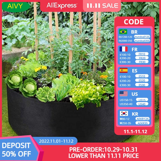 AIVY Growing Bags for Household Plants , Gardening Pots, Elevated Plant Beds, for Planting Flowers and Vegetables